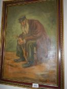 A framed 19th century oil on canvas of a Jewish gentleman signed S Adler,