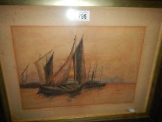 A framed and glazed marine watercolour,