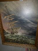 A gilt framed oil on board seascape,