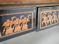 4 framed and glazed modern paintings of Egyptian dancers signed Lavinia Smith