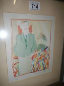 A framed and glazed lithoprint, E Fox 1981,