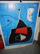 An unframed Joan Miro print,