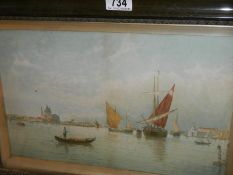 A framed and glazed Venetian scene (possibly watercolour),