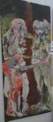 A large palette oil and painted paper collage 'Nude Figures',