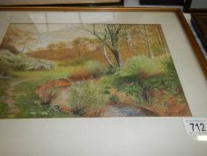 A framed and glazed rural watercolour signed F R Hodson, 1944,