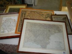 3 old framed and glazed maps and one missing glass including Germany,