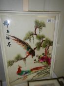 A good Japanese silk embroidery of birds,