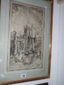 A framed and glazed watercolour 'Cambridge Immaginaria' singed Rodolfo De Sanctis,