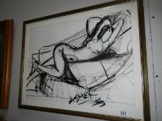 A mid-late 20th century impressionist nude in watercolour signed Asher,