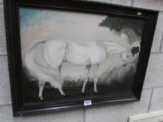 A framed oil on board study of a horse,