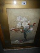 A framed and glazed floral watercolour signed M H Gunn,