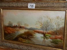 A gilt framed oil on canvas signed Barker, 1973,