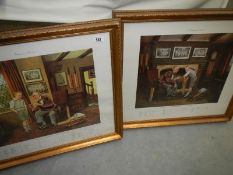 2 framed and glazed cricket related prints by A L Grace,