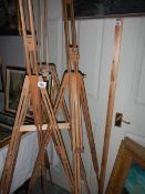 4 folding wooden artist's easels