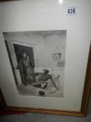 A framed and glazed watercolour entitled 'The Safe Breaker' by P J Stuckley, image 31 x 22.