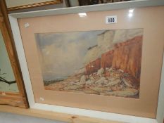 A framed and glazed watercolour 'Hunstanton Cliffs', possibly 'Partridge',