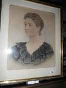A portrait print of a lady,
