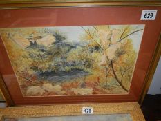 A framed and glazed watercolour rural scene signed M Adds 1999,