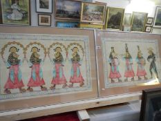 2 large framed and glazed Egyptian scene paintings signed Lavinia Smith