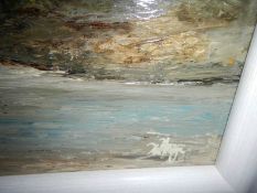 An oil on board seascape, signed but indistinct,