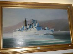 An original oil painting on canvas by Brian R Slack, H M S Sheffield,