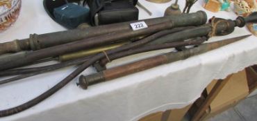 Brass bicycle pumps, grease guns etc.