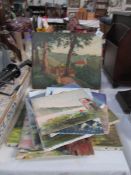 9 small oils on board and canvas of various scenes by various artists