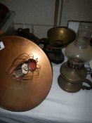 A mixed lot of brass ware including scales