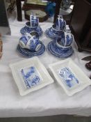 A quantity of Spode blue and white plates and 2 blue and white shredded wheat dishes