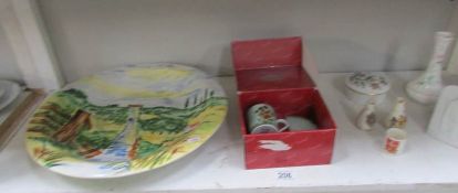 A boxed Goebel cup and saucer, Lladro plaque etc.