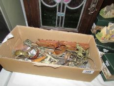 A box of miscellaneous metalware including toffee hammers,