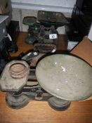 A collection of old scales and weights