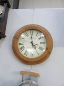 A pine Waterloo wall clock