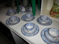 A Victorian blue and white tea set