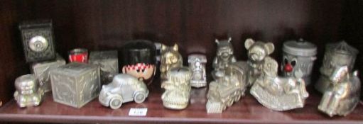 Quantity of silver plated (Christening) money boxes
