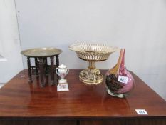 A quantity of interesting items including glass vase