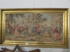 A framed tapestry