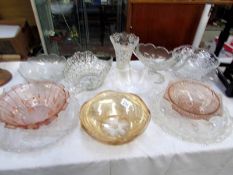 Quantity of glass bowls and vases