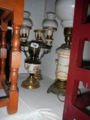 A collection of china lamps