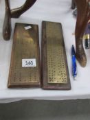 2 brass topped cribbage boards