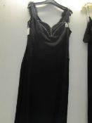 2 black evening gowns both with diamante' trim,