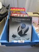A box of needlecraft books including embroidery and lace