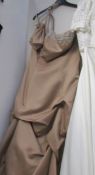 A 'Forever Yours' taupe draped evening gown,
