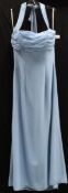 An 'Alice James' pale blue chiffon evening gown with halter neck,