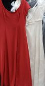 A red Princess line dress with small cap sleeves by Tous Le Jours, Paris, size 16,