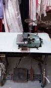 An industrial Singer lock stitch sewing machine