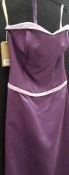 A 'Forever Yours' purple gown with lilac sash and bodice trim complete with small matching pouch