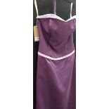 A 'Forever Yours' purple gown with lilac sash and bodice trim complete with small matching pouch