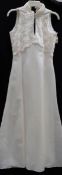 A slim fit ivory wedding / evening gown with lace covered bodice by Helen Michael's, London,