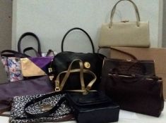 A collection of 10 handbags,